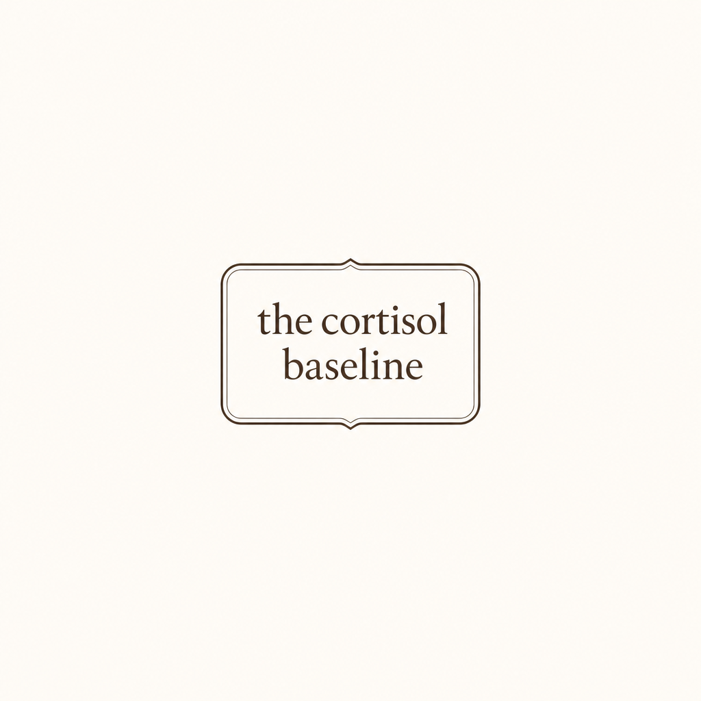 Flat editorial cortisol-baseline diagram on cream, a clenched jaw icon linked by a soft gold line down to a calm exhale icon, the chemistry behind the tight jaw