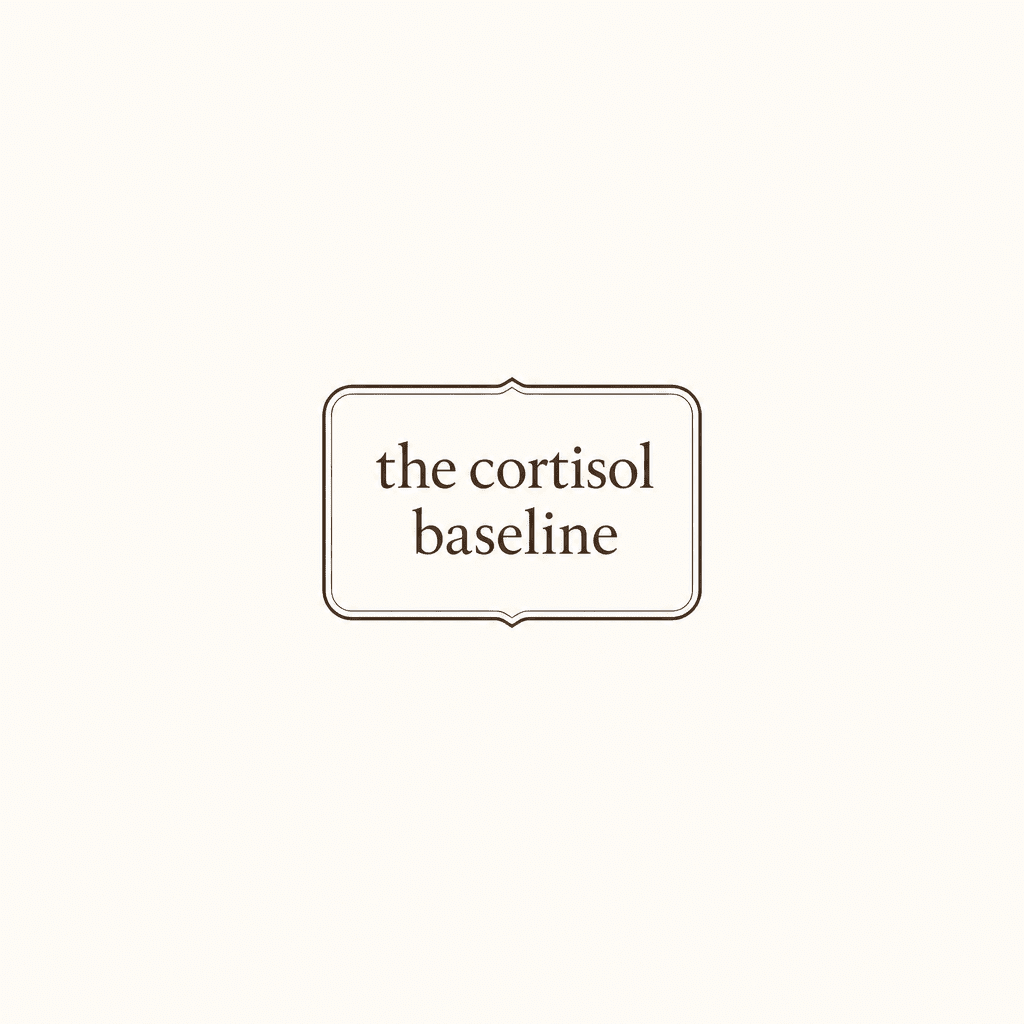 Flat editorial cortisol-baseline diagram on cream, a clenched jaw icon linked by a soft gold line down to a calm exhale icon, the chemistry behind the tight jaw